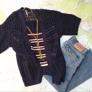Free People Short Sleeve Oversized Cardigan